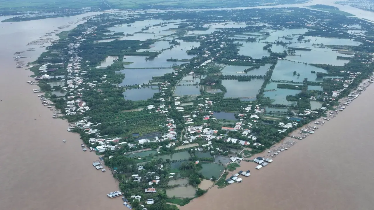 Xã Mỹ Hòa Hưng nằm giữa sông Hậu được công nhận là xã đảo